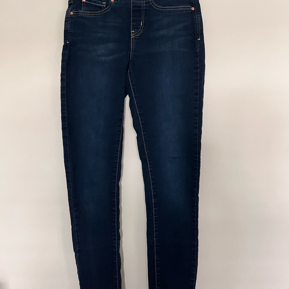 Levi Strauss Signatue Totally Shaping Pull on Skinny Dark Women's Jeans Sz 4L